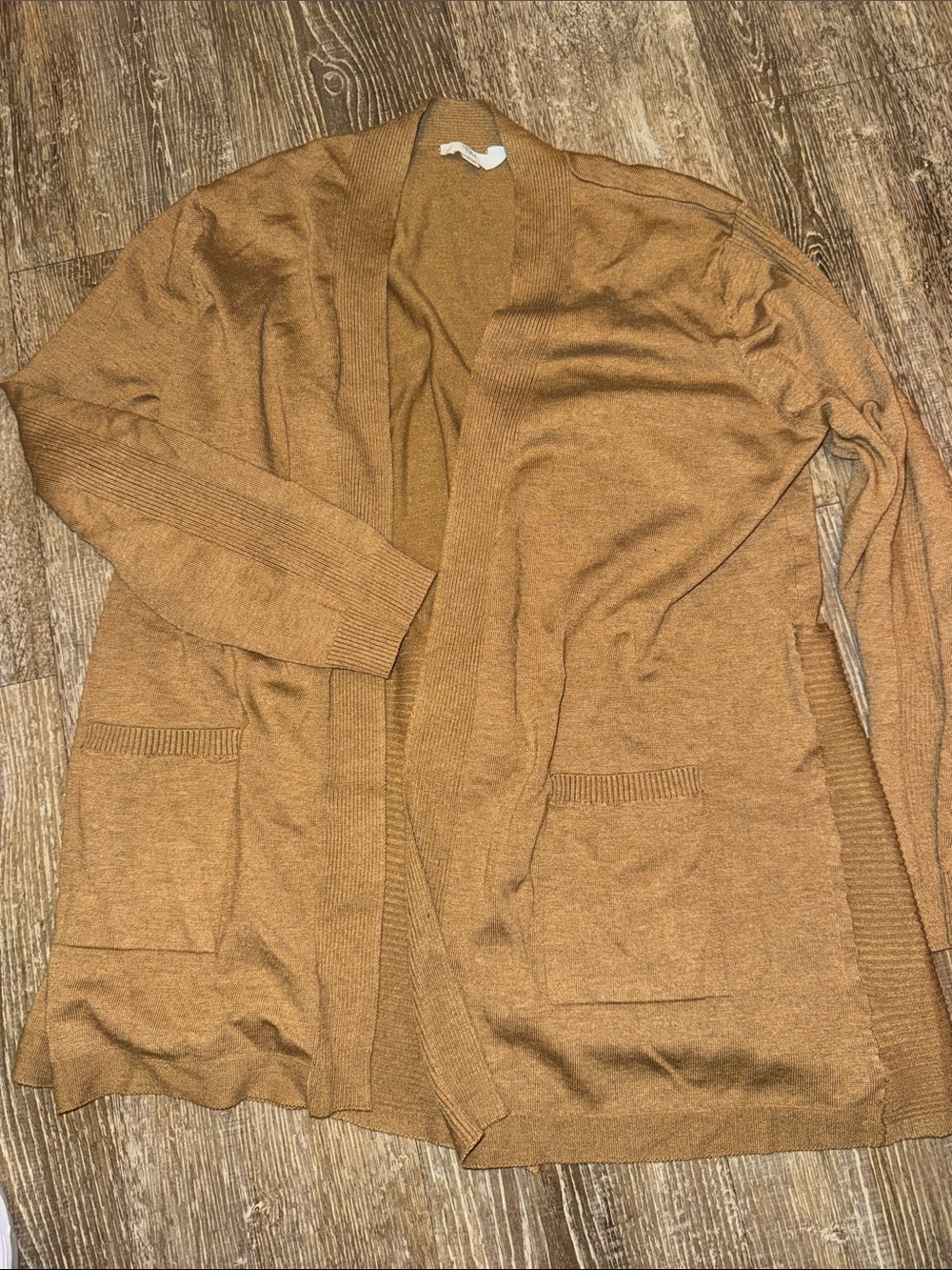 Time and Tru Open-Front Cardigan Sweater - Camel Brown
